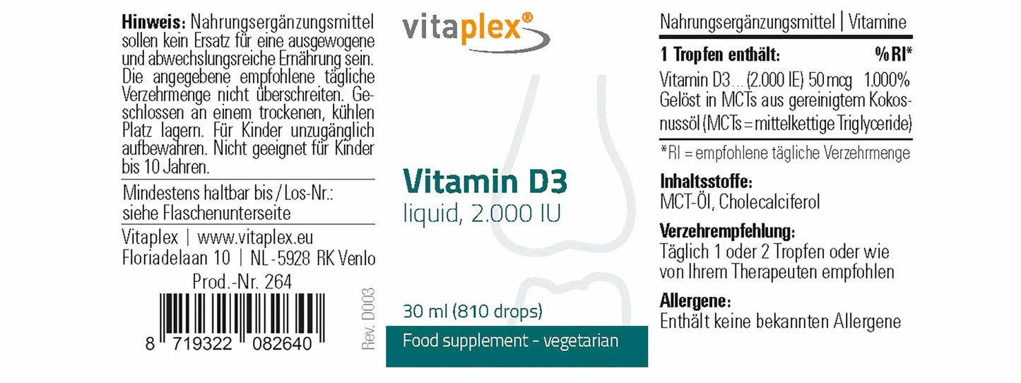 Vitamin D3 Liquid, 2000 IU - 30ml