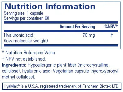Hyaluronic Acid - 60 capsules