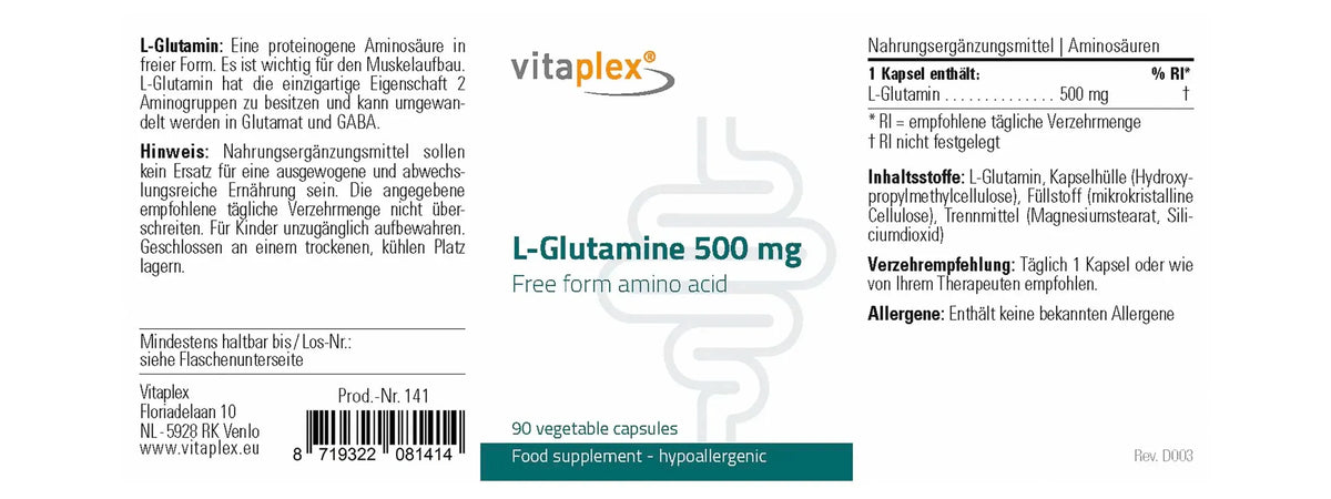 L-Glutamine - 90 capsules