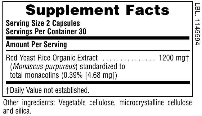 Red Yeast Rice 600 mg - 60 Capsules