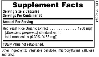 Red Yeast Rice 600 mg - 60 Capsules