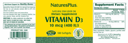 Vitamin D3 400 IU  tablets - 180 Softgels