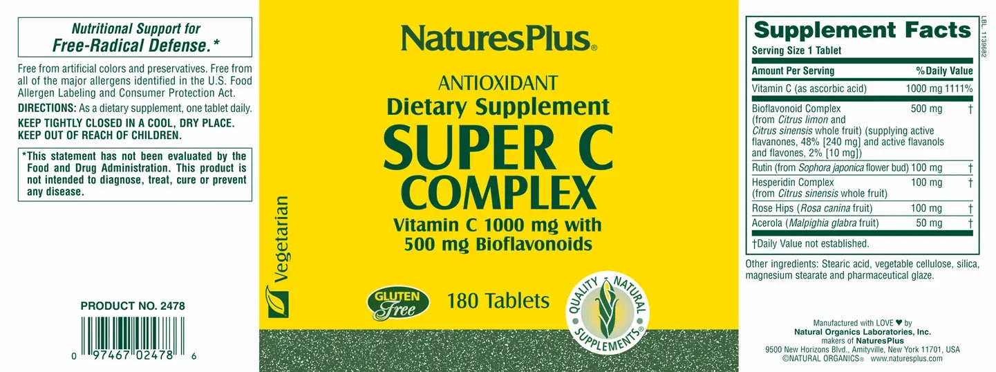 Super C Complex 1000 mg - 180 Tablets
