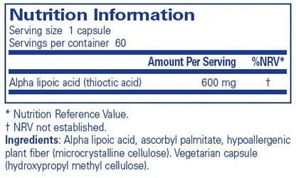 Alpha Lipoic Acid - 60 capsules