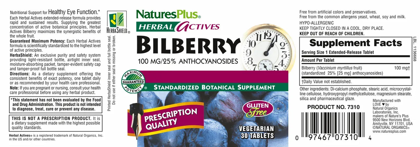 Bilberry 100 mg - 30 Tablets