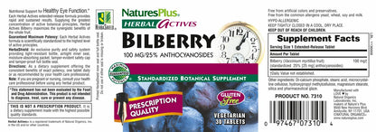 Bilberry 100 mg - 30 Tablets