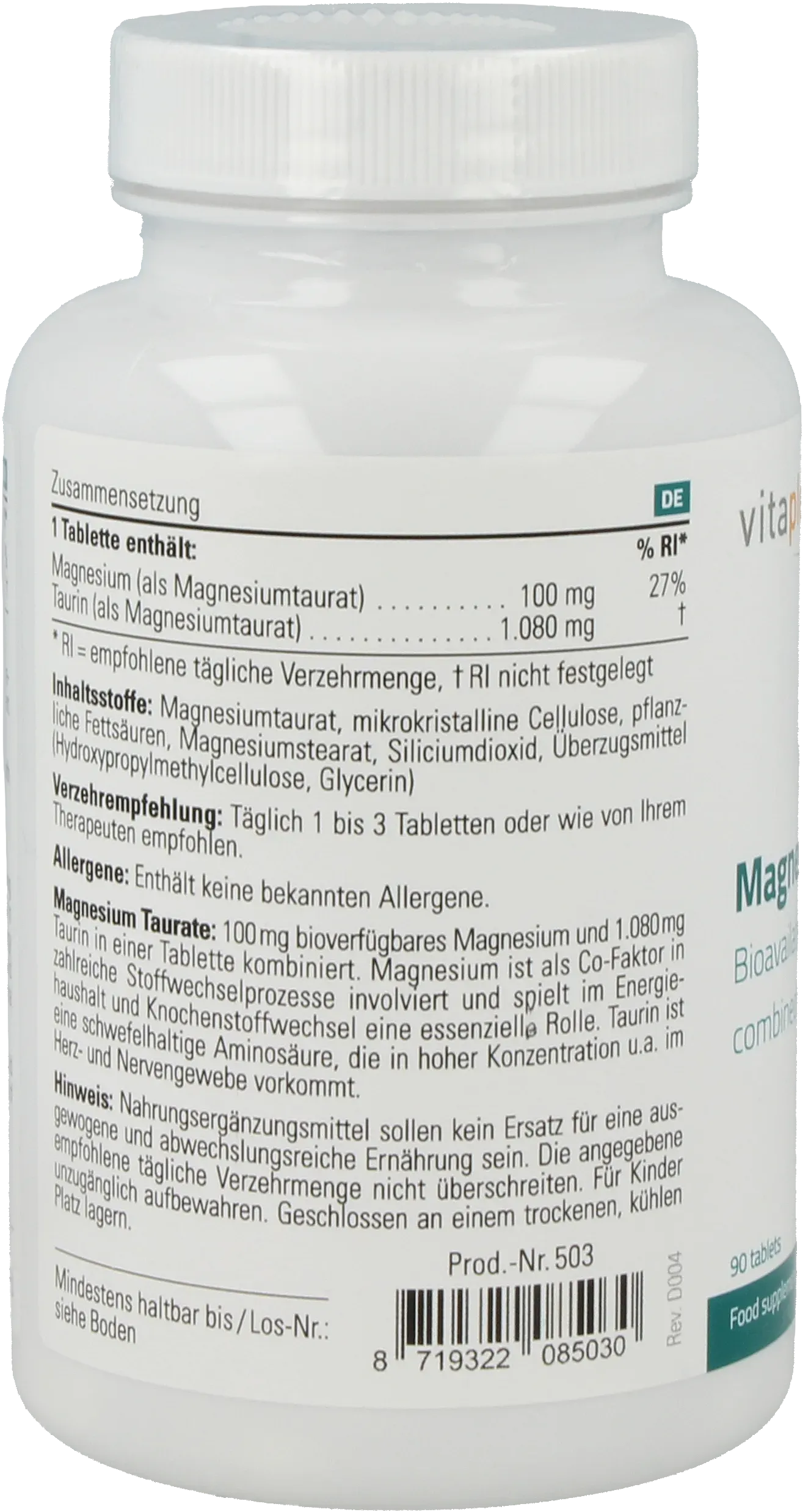 Magnesium Taurate - 90 tablets