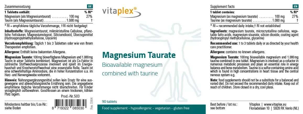 Magnesium Taurate - 90 tablets