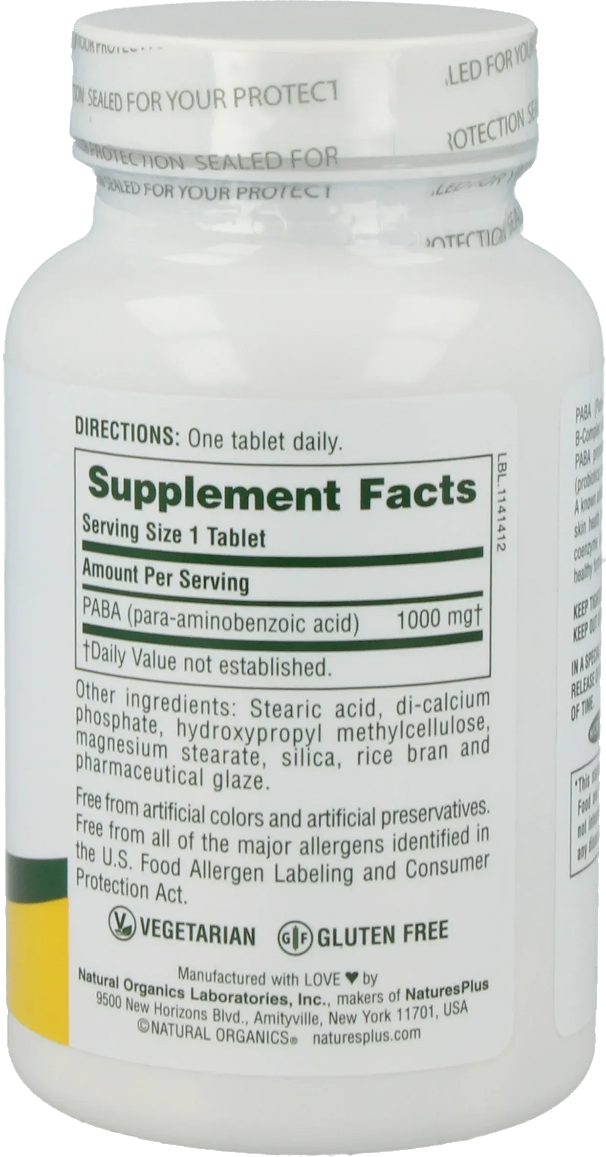 PABA 1000 mg - 60 Tablets
