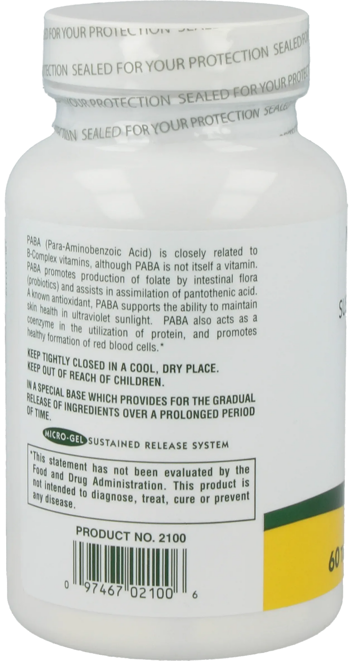 PABA 1000 mg - 60 Tablets