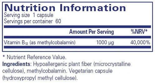 B12 (methylcobalamin) - 60 capsules