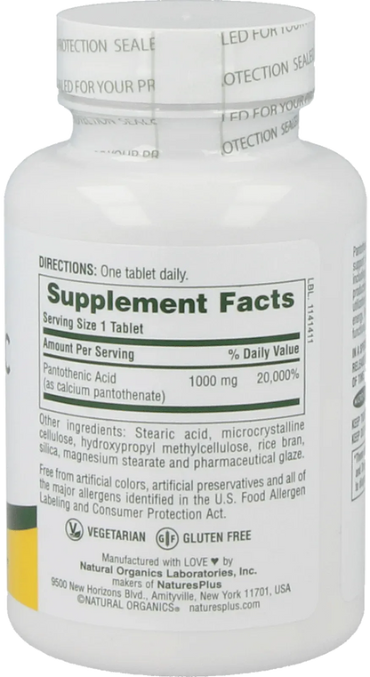 Pantothenic Acid 1000 mg - 60 Tablets
