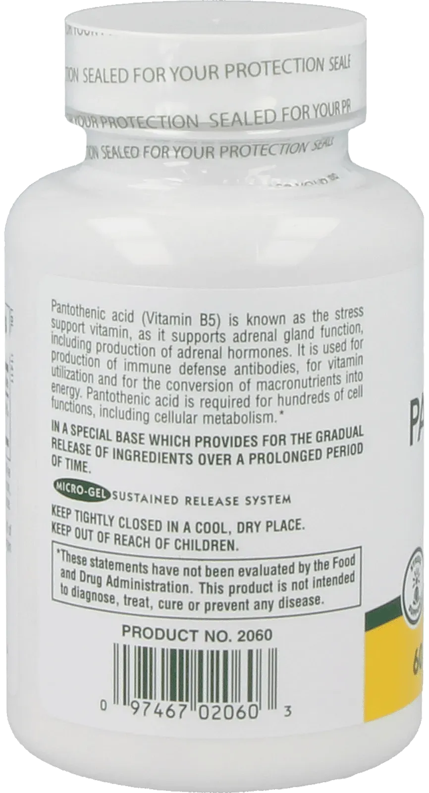 Pantothenic Acid 1000 mg - 60 Tablets