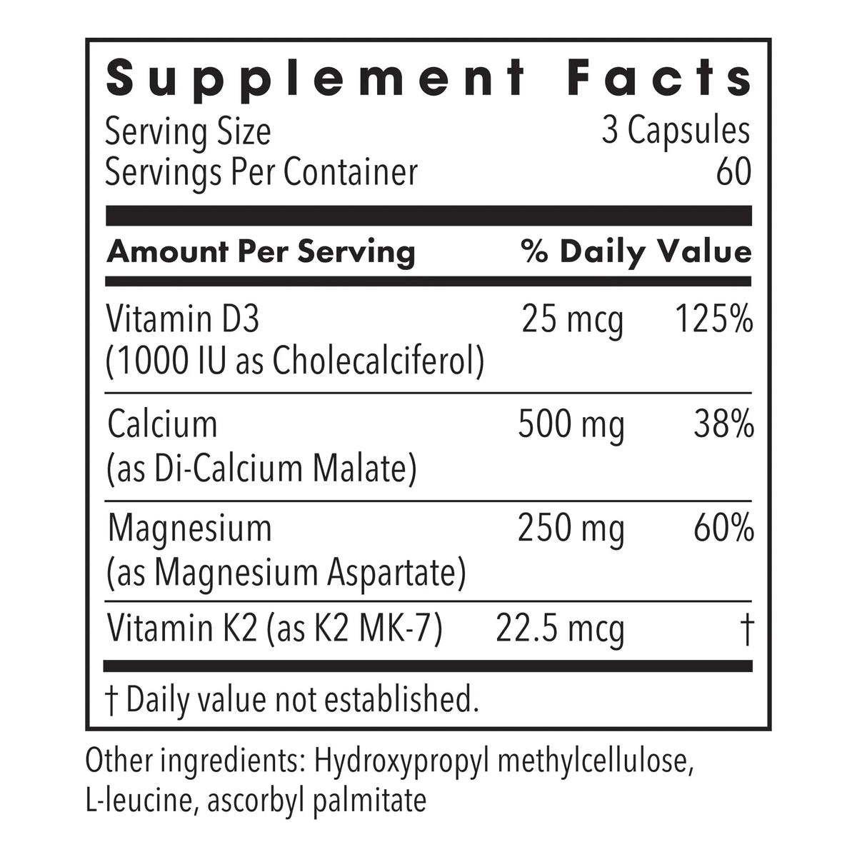 Cal/Mag Plus w/ Vit D and K-2 - 180 capsules