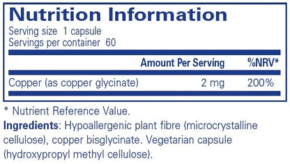Copper (glycinate) - 60 capsules