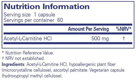 Acetyl-L-Carnitine 500 mg - 60 Capsules