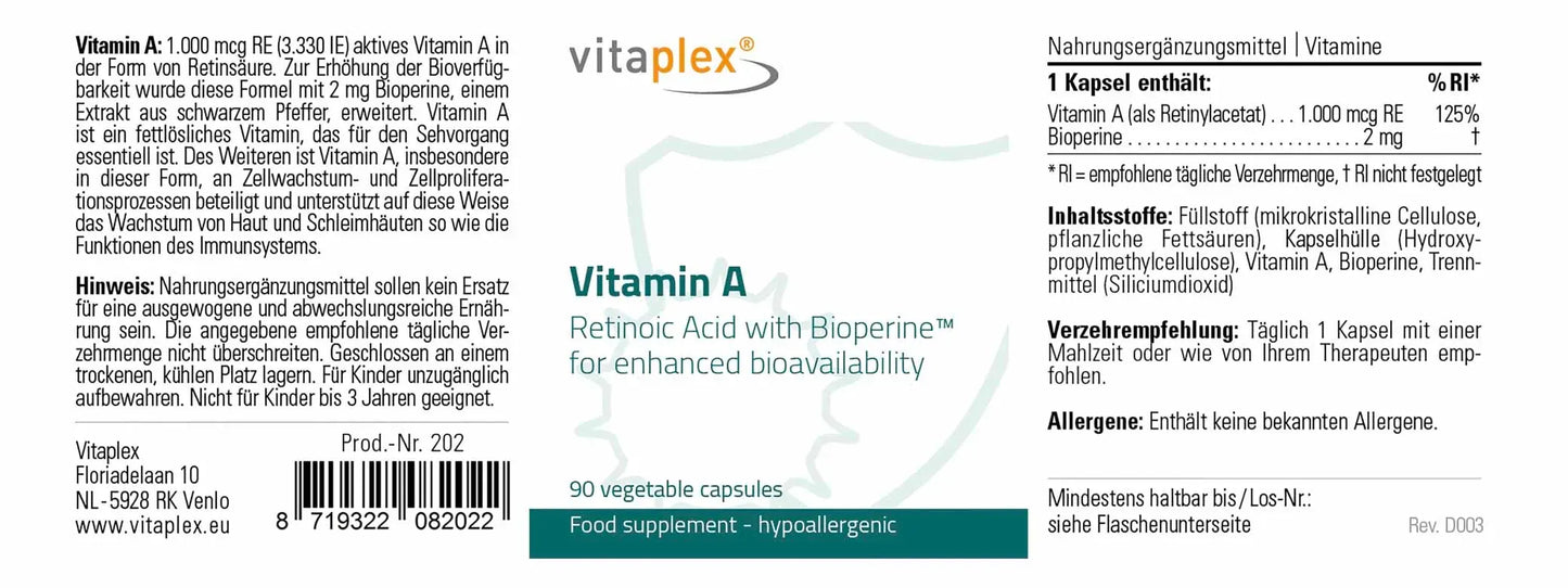 Vitamin A - 90 capsules