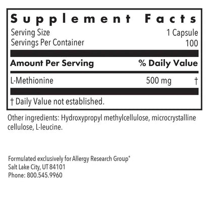 L-Methionine 500 mg - 100 capsules